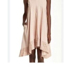 Nanette Lepore Trapeze Dress Blush Pink Asymmetrical Pocket Minimalist Size 4